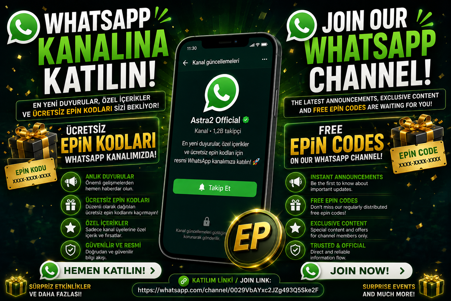 Astra2 WhatsApp Kanalına Katıl - Ücretsiz EPIN Kodları
